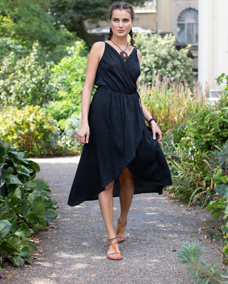 Asymmetric Cotton Dress Black