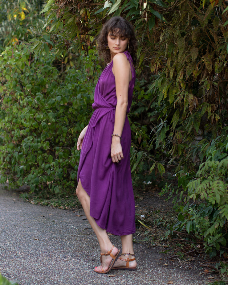 Asymmetric Cotton Dress Purple