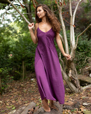 Cotton Two Leaves Dress Purple
