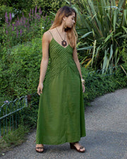 Cotton Two Leaves Dress Green