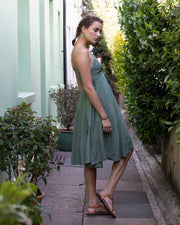 Ntritya Crochet A-line Cotton Dress Green/grey