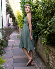 Ntritya Crochet A-line Cotton Dress Green/grey