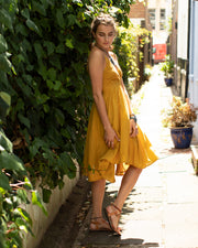 Ntritya Crochet A-line Cotton Dress Yellow