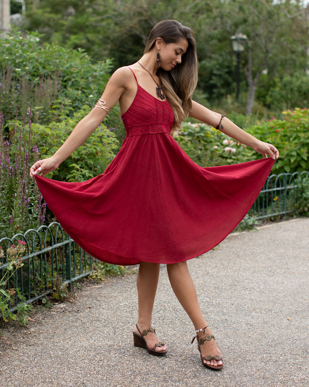 Crochet Swing Dress Maroon