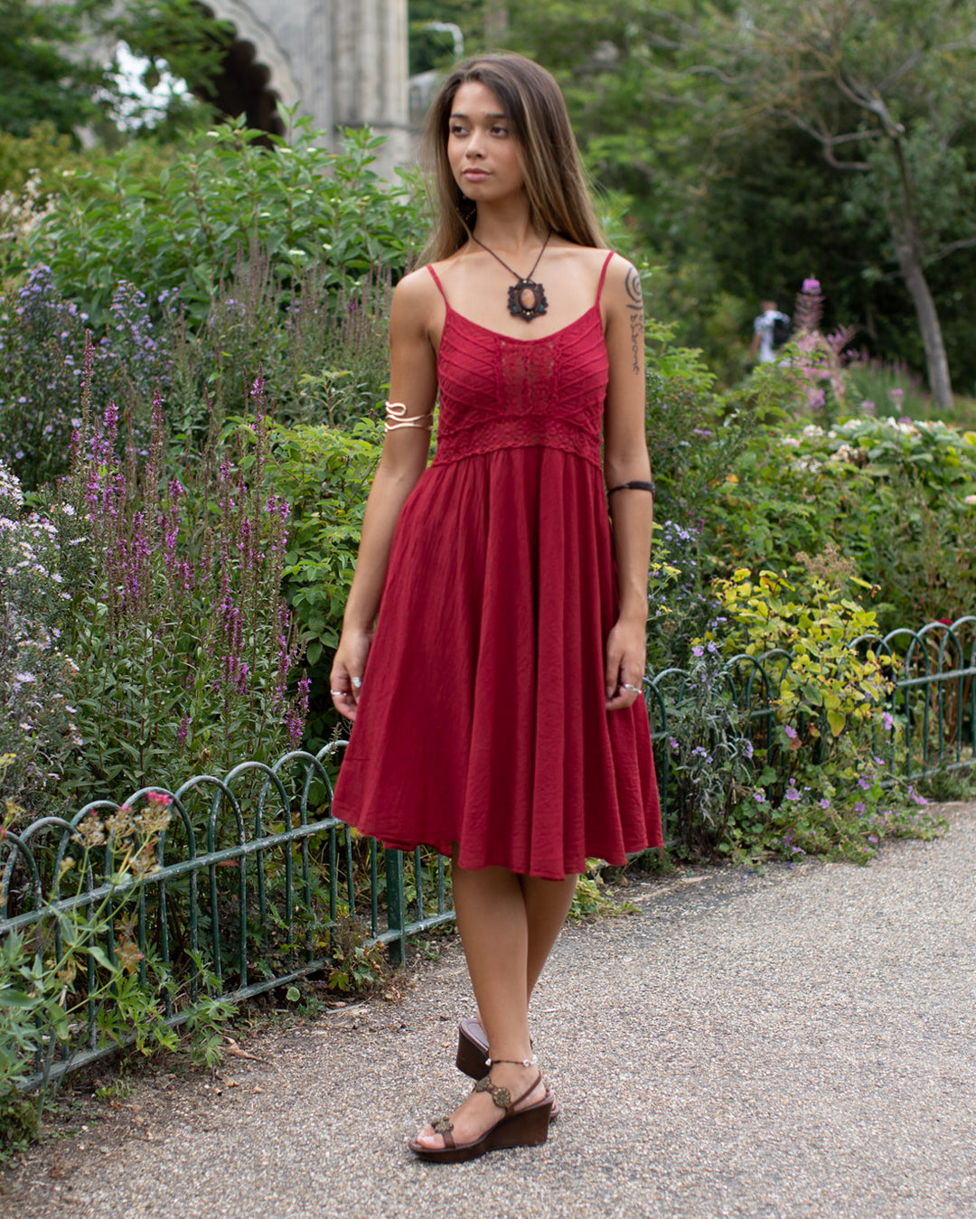 Crochet Swing Dress Maroon