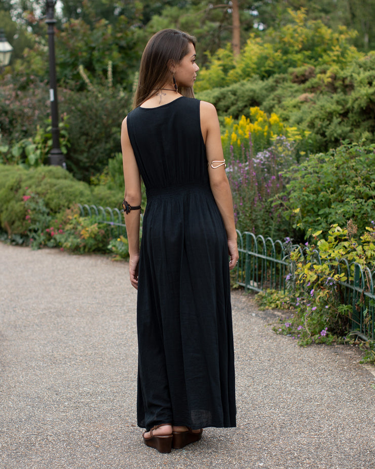 Grecian Crochet Maxi Dress Black