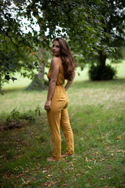 COTTON HIGH WAISTED JUMPSUIT YELLOW