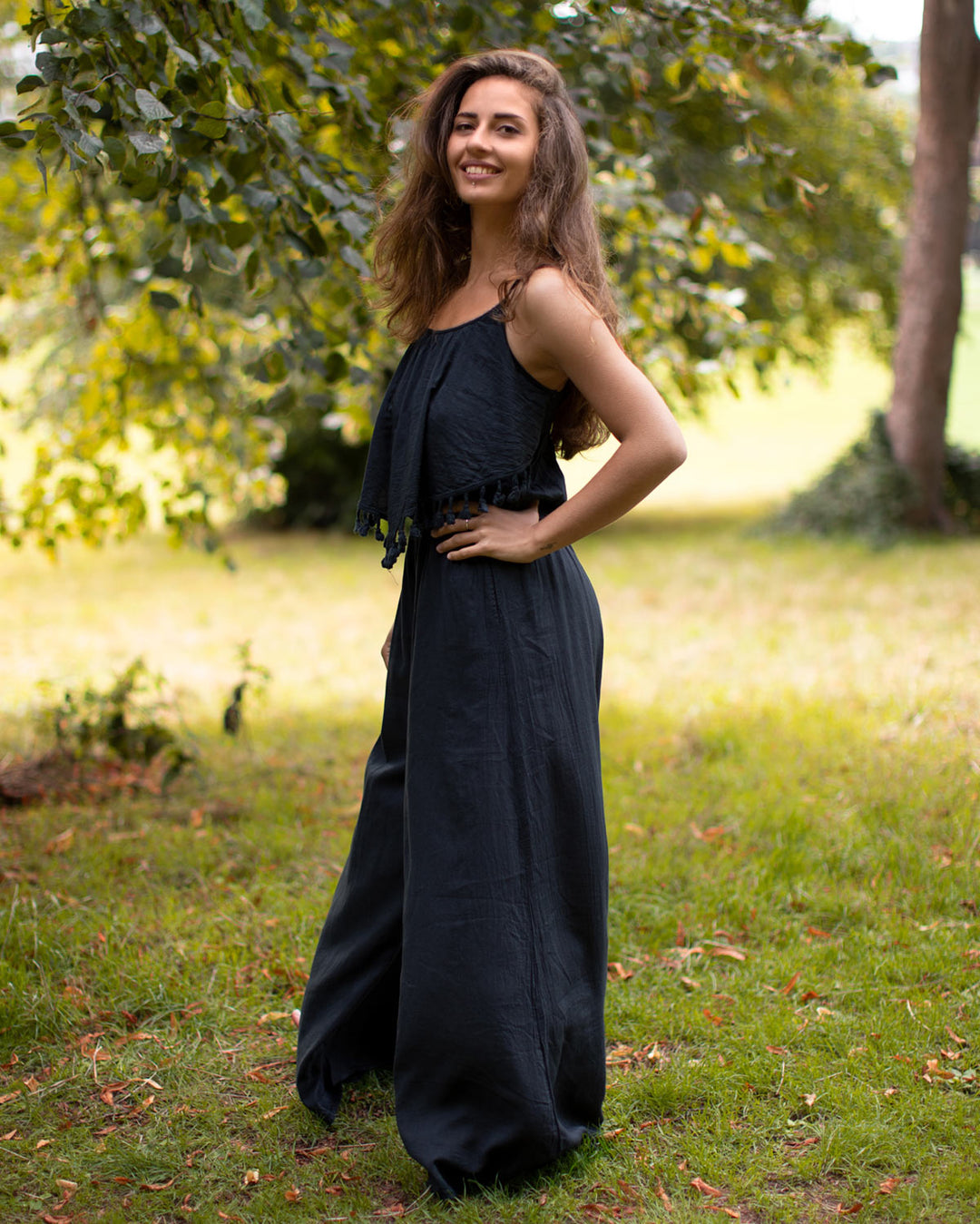 Black Cotton Palazzo Jumpsuit