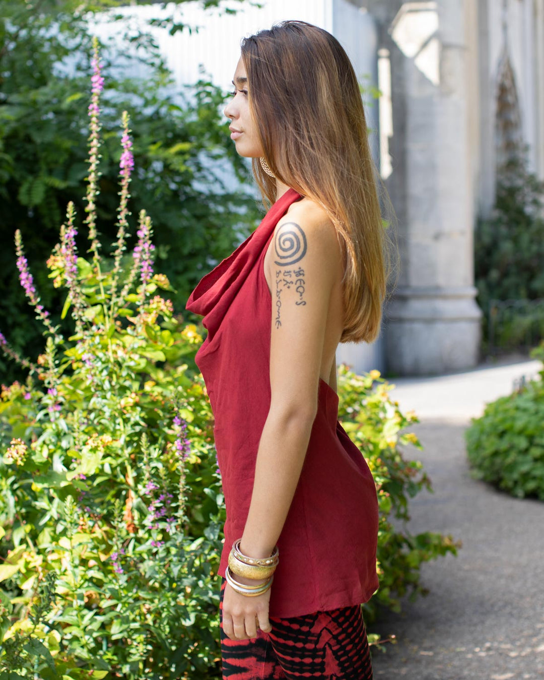 Boho Halterneck Cotton Top Red