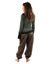 Flowers and Paisley Winter Harem Pants Black and White
